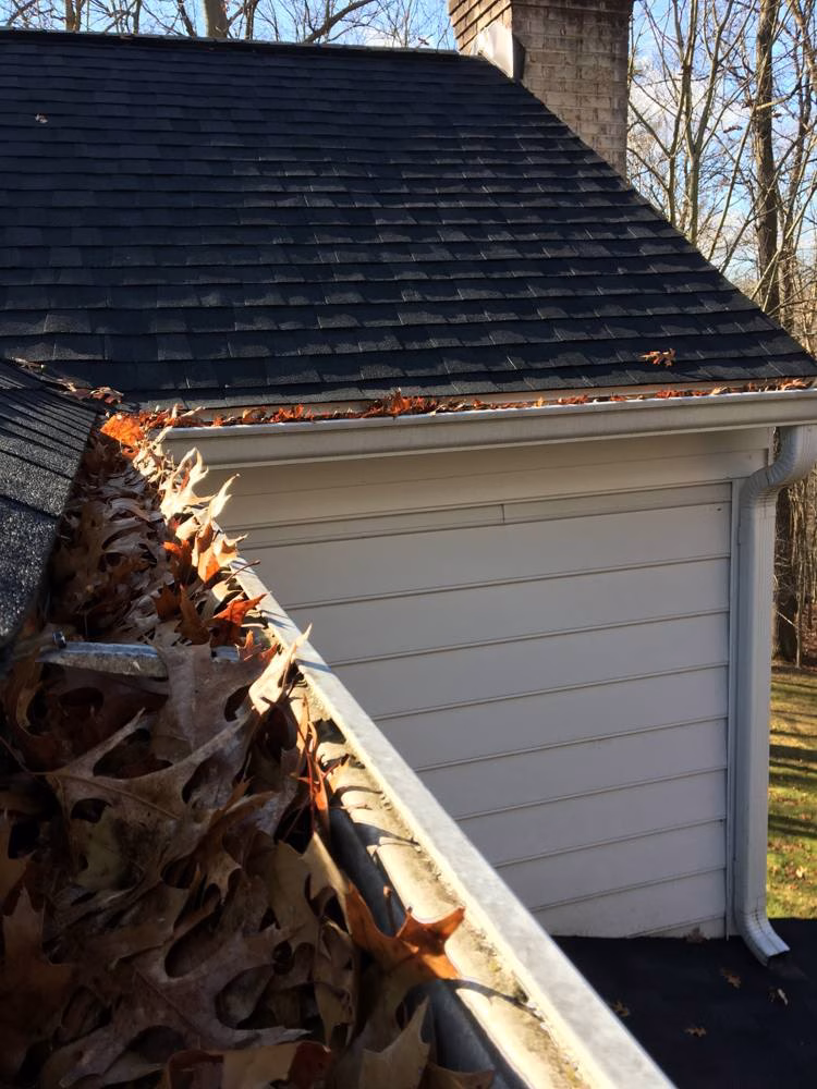 Gutters in North Potomac before gutter cleaning