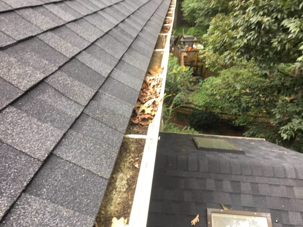 Gutters in Olney before gutter cleaning