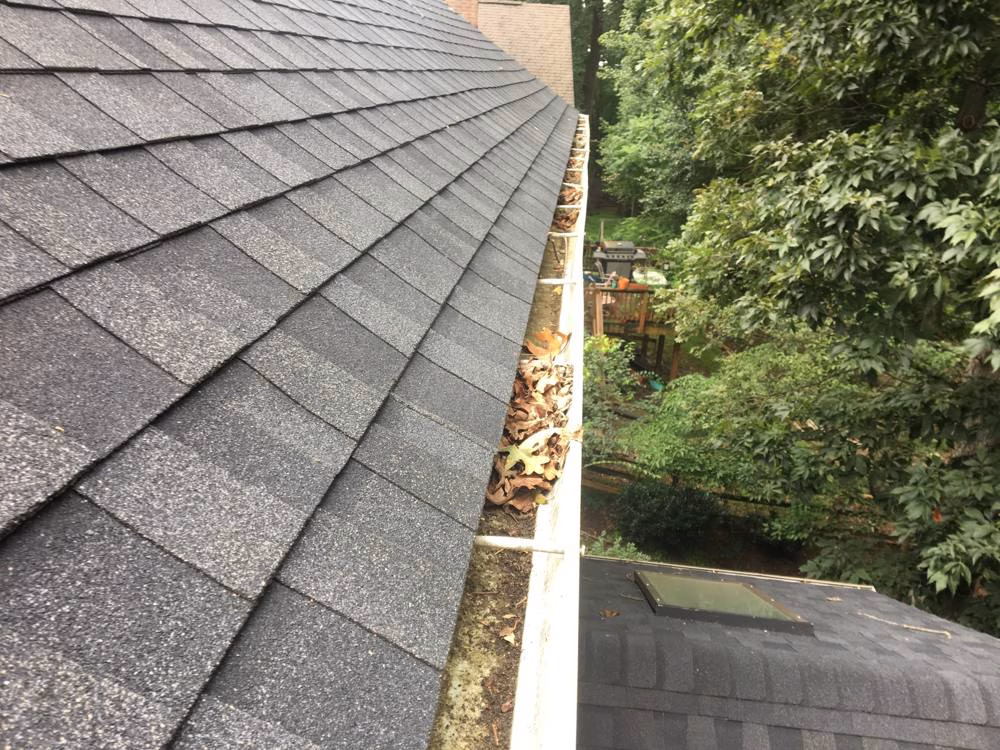 Gutters in Olney before gutter cleaning, example 2