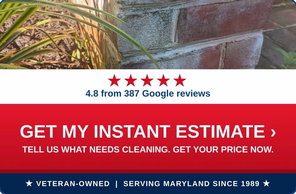Get an instant estimate for brick cleaning from PowerWashCompany.com. Veteran-owned, 4.8 stars from 387 Google reviews.