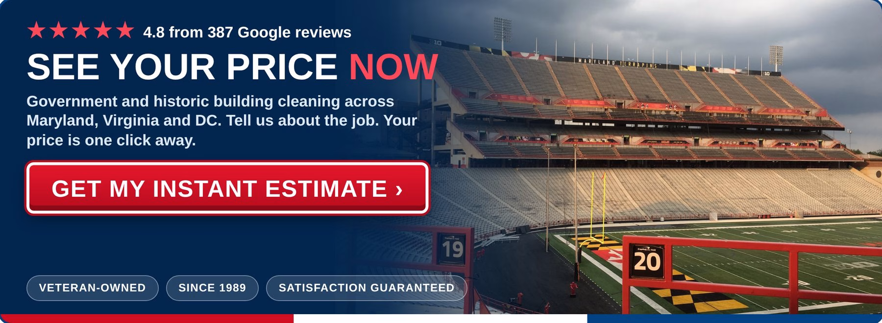Get an instant estimate for government power washing from PowerWashCompany.com. Veteran-owned, 4.8 stars from 387 Google reviews.