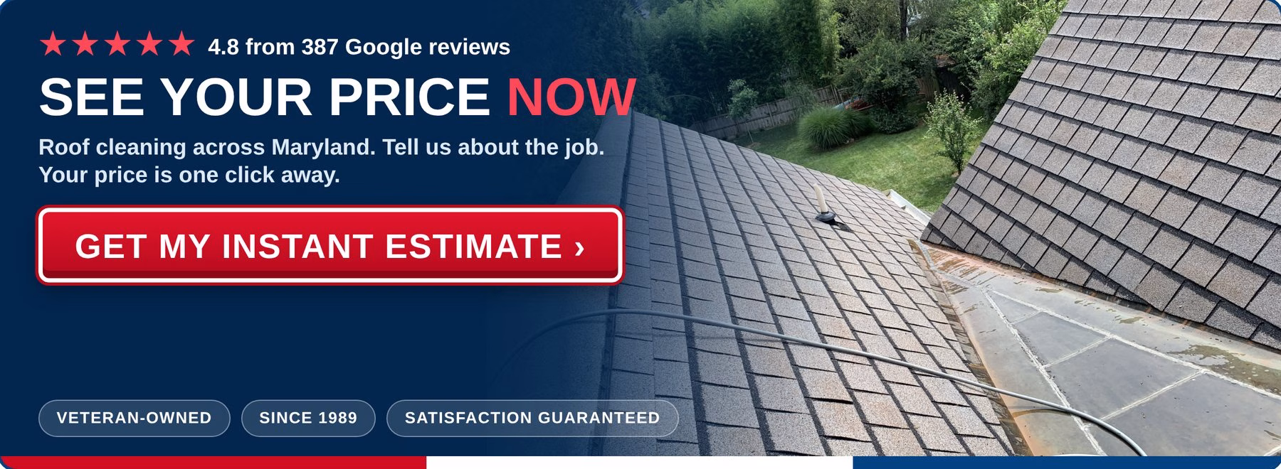Get an instant estimate for roof cleaning from PowerWashCompany.com. Veteran-owned, 4.8 on Google.
