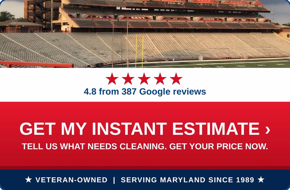 Get an instant estimate for stadium cleaning from PowerWashCompany.com. Veteran-owned, 4.8 stars from 387 Google reviews.